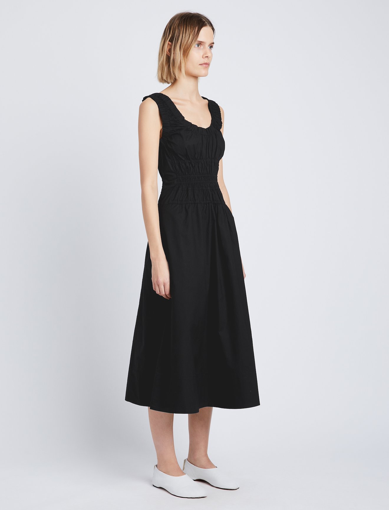 Poplin Gathered Midi Dress #1