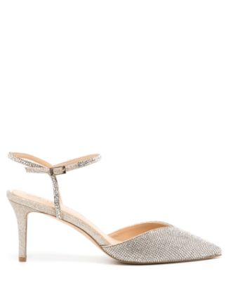 Badgley Mischka 70mm crystal-embellished Leather Pumps - Farfetch