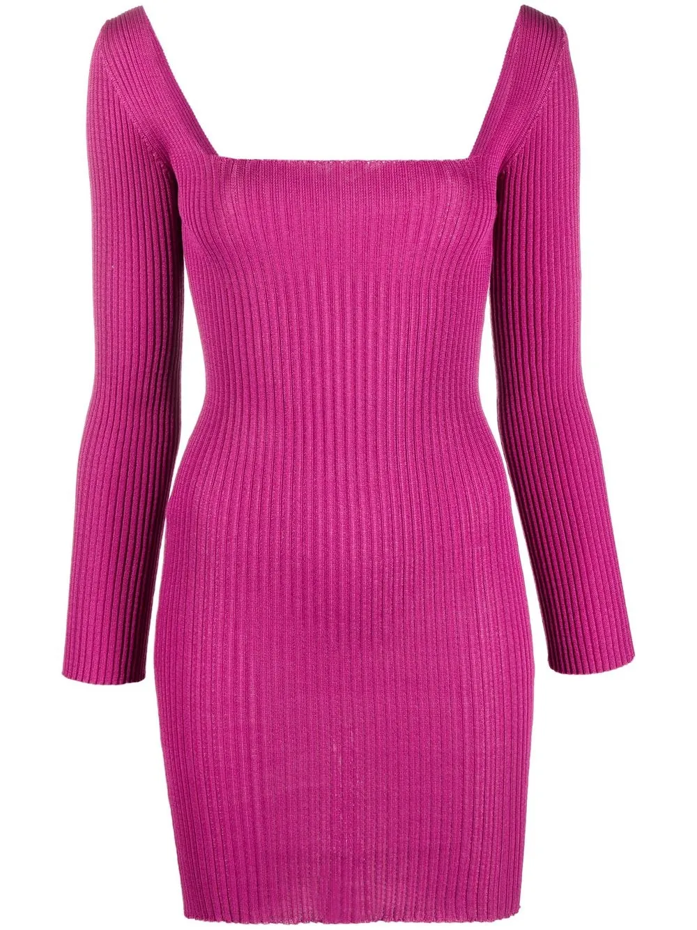 square-neck ribbed-knit mini dress