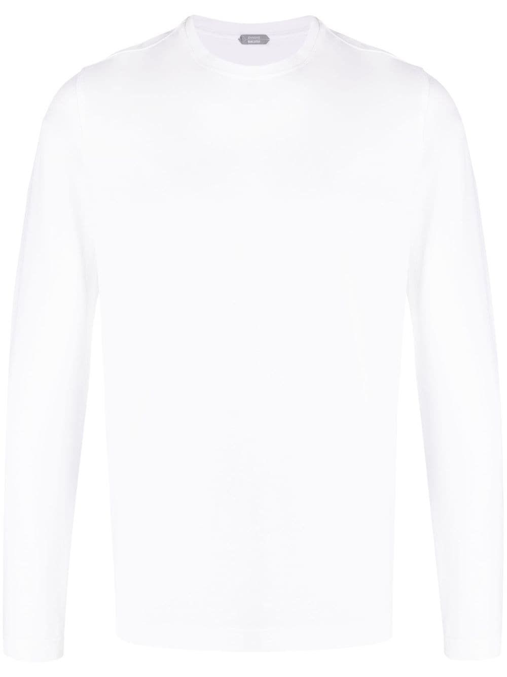zanone t-shirt en coton à manches longues - blanc