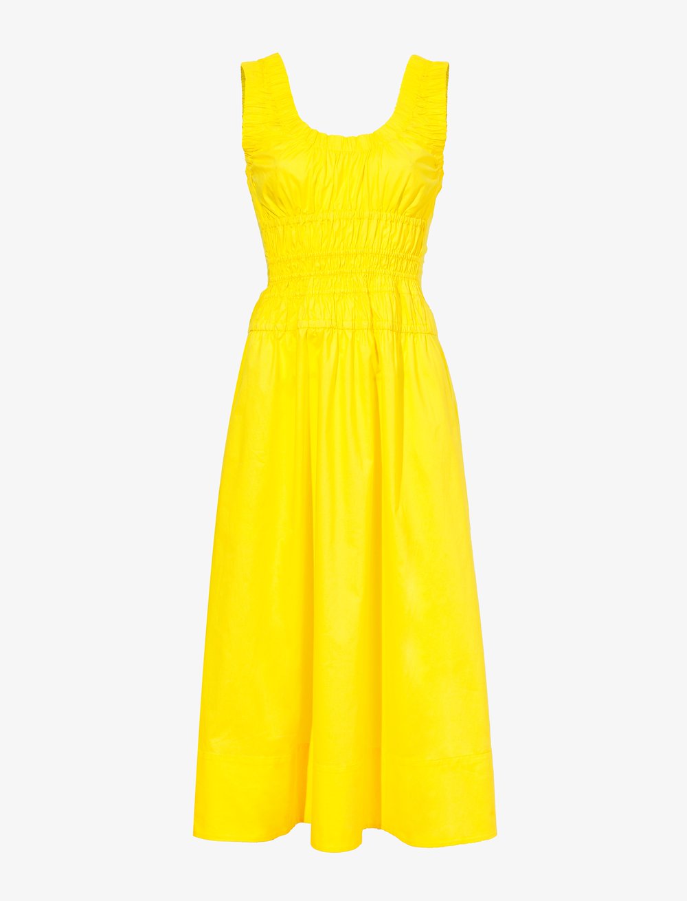 Poplin Gathered Midi Dress