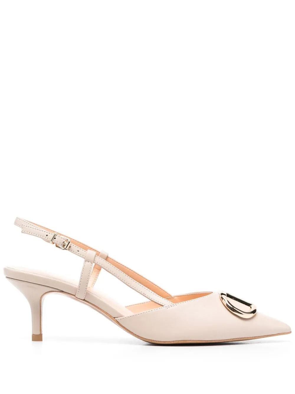 

TWINSET logo-plaque slingback pumps - 10315 CANAPA CHIARO