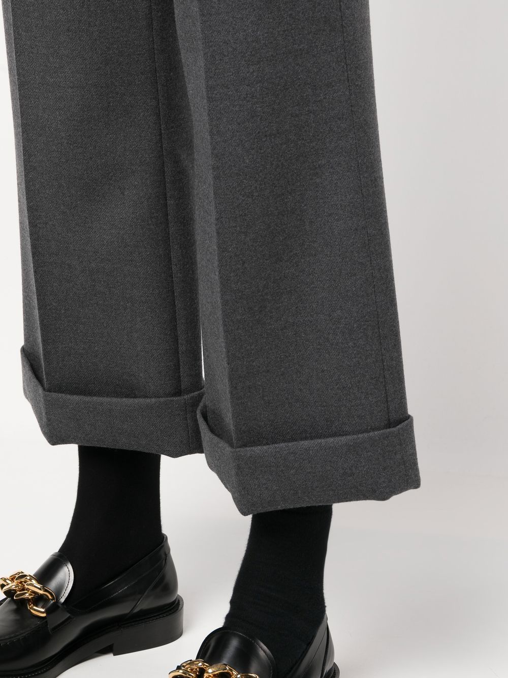 Shop Gucci Cropped Flared Wool Trousers In Grau