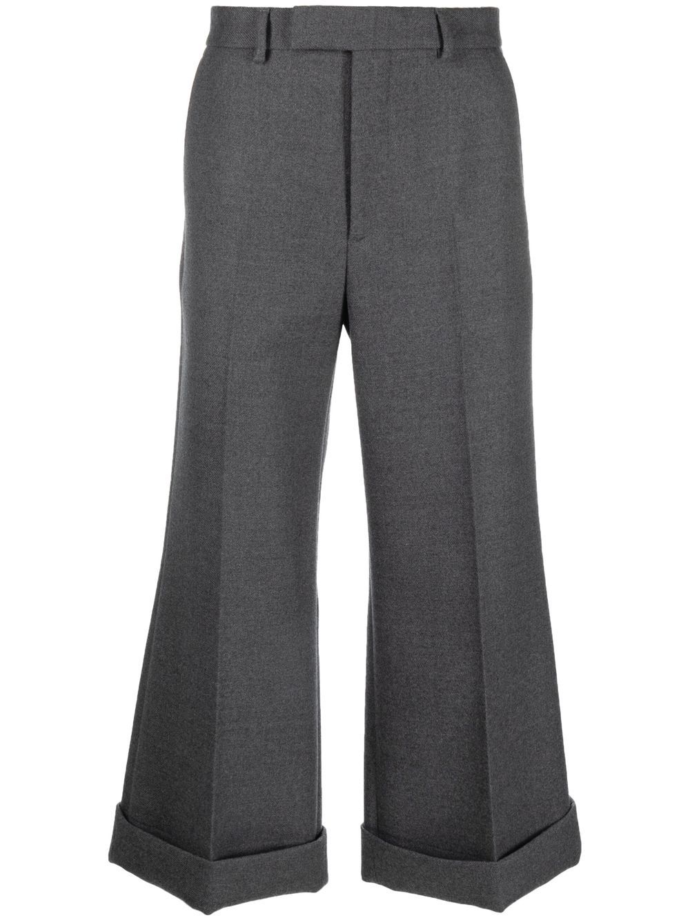 Gucci Cropped Flared Wool Trousers In Grau