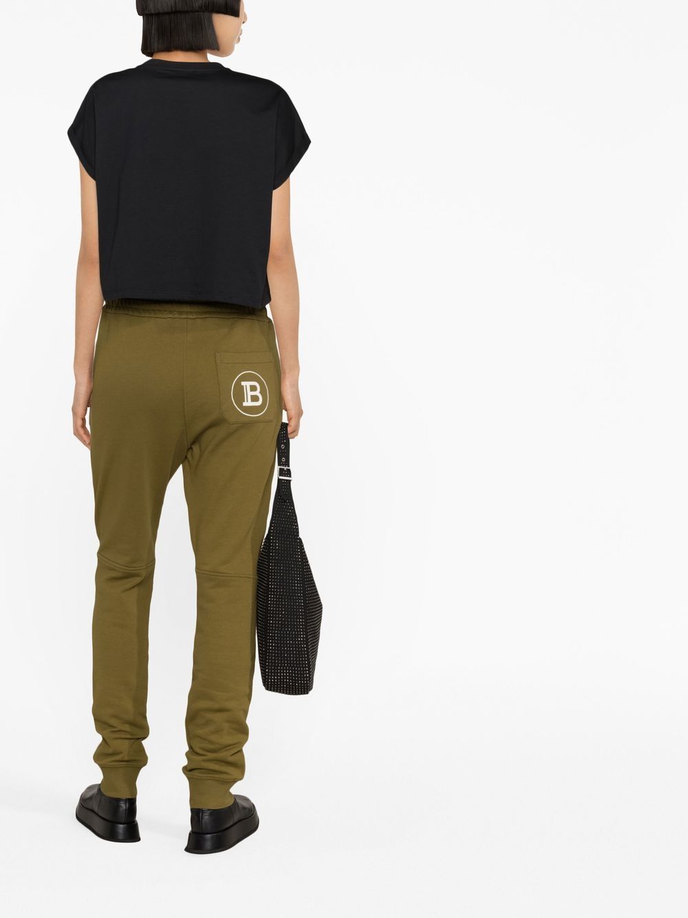 Shop Balmain Panelled Slim-cut Track Pants In Green