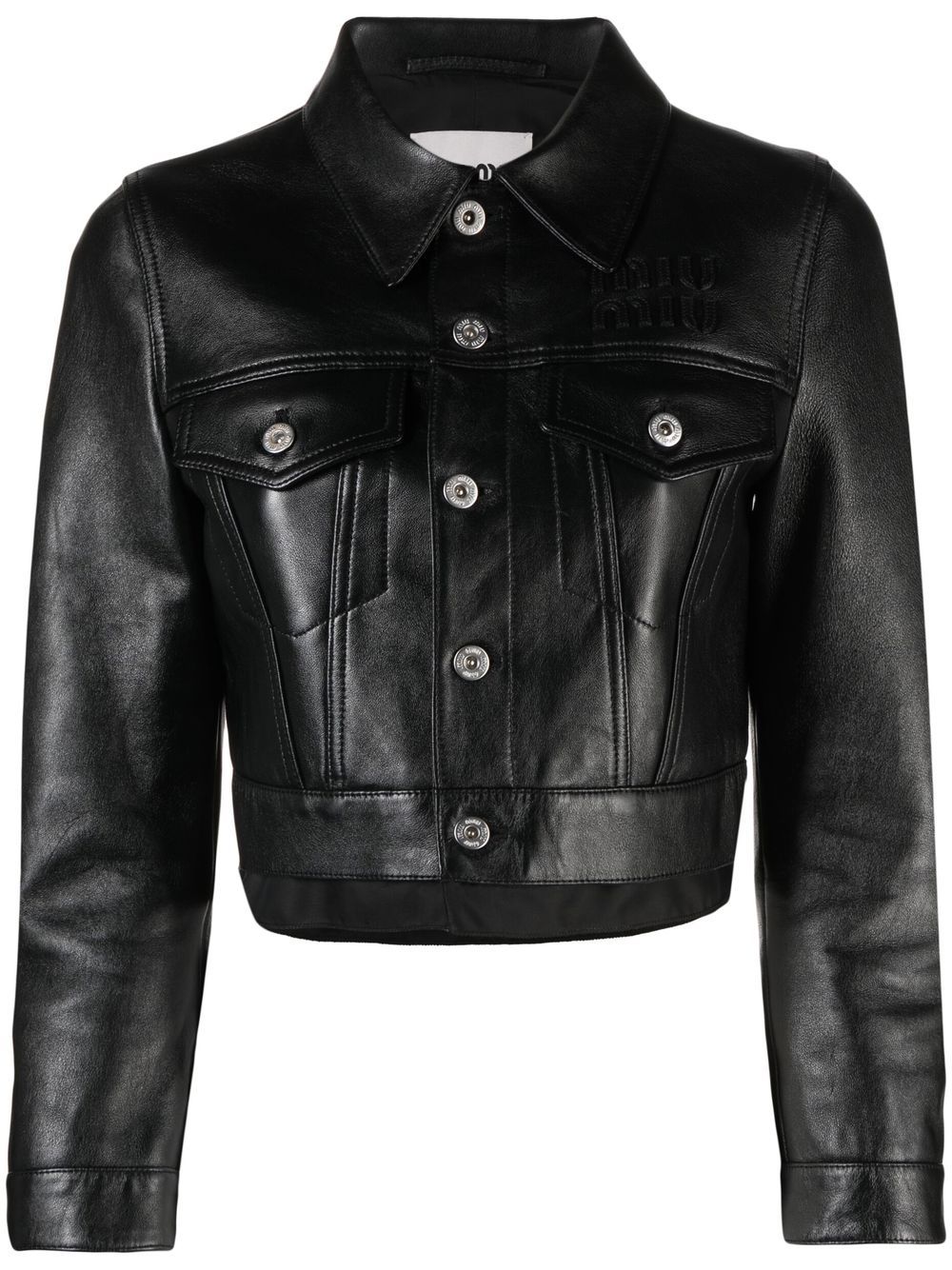 Miu Miu Cropped Lambskin Leather Jacket - Farfetch