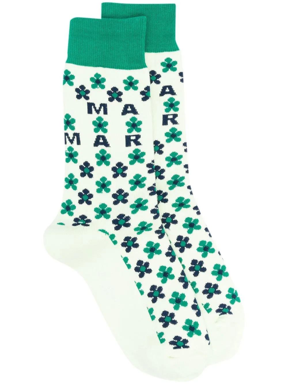 

Marni logo floral socks - Green