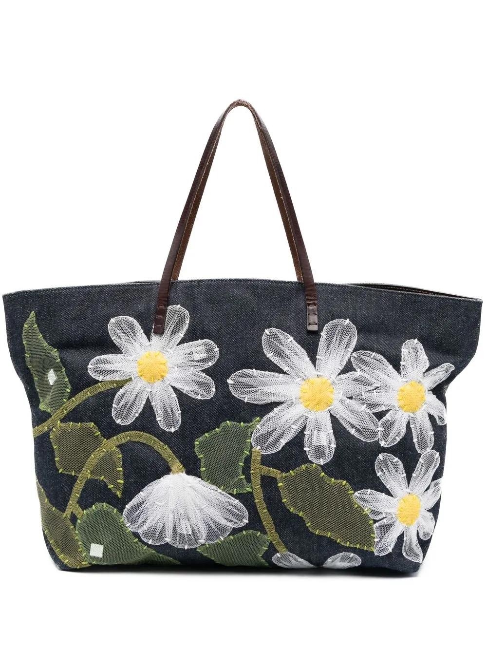 

Fendi Pre-Owned 2010s floral-embroidered tote bag - Blue