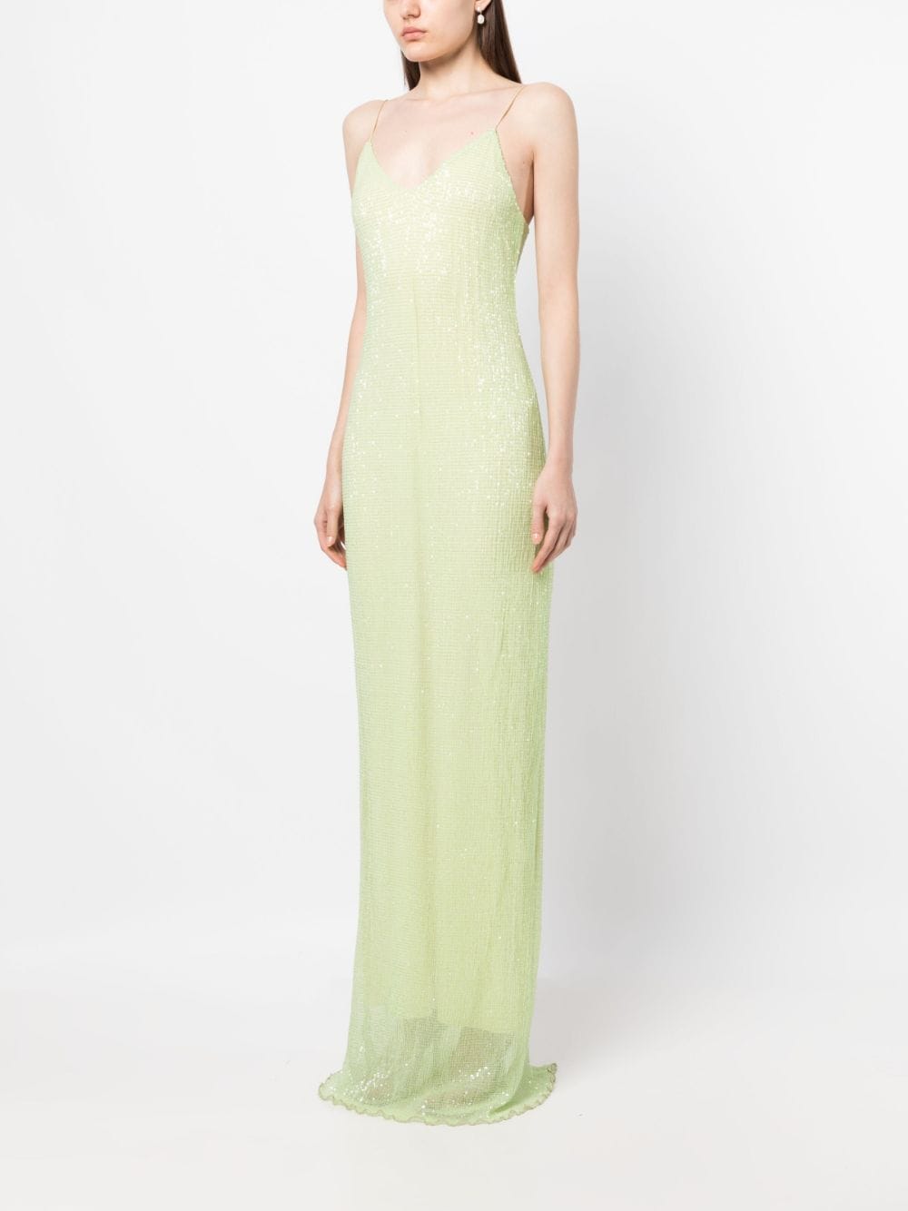 Rosetta Getty Pleated Sequin Mesh Slip Gown in 2023