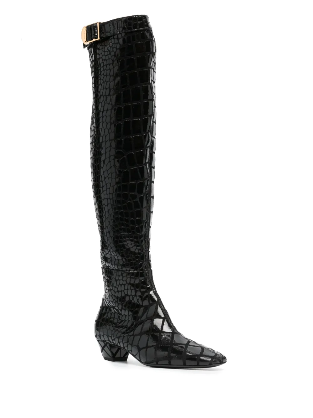 Shop Tom Ford Crocodile-effect Calf-leather Boots In Schwarz