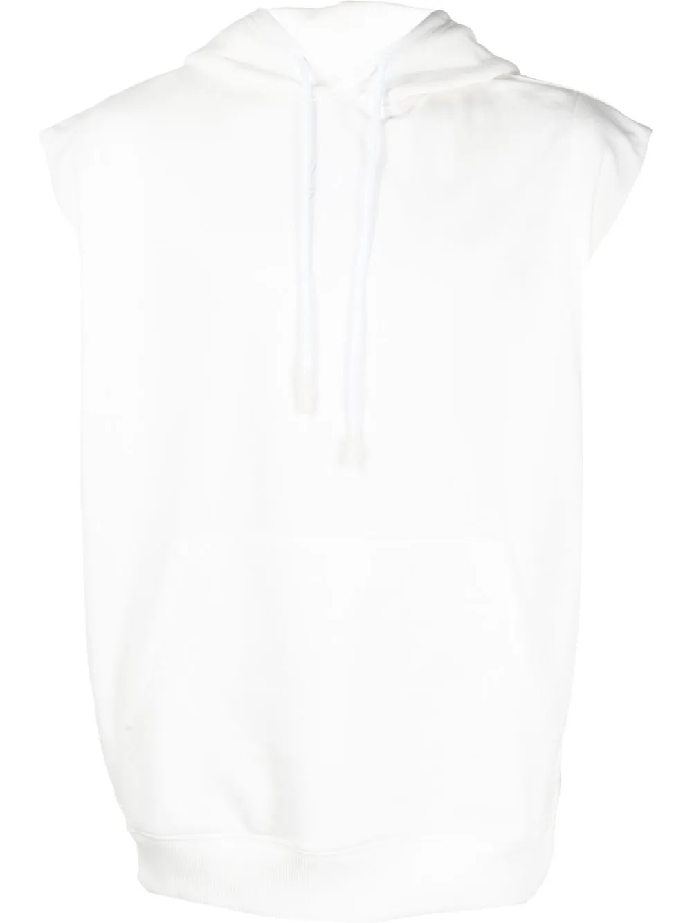 44 LABEL GROUP LOGO-PRINT SLEEVELESS DRAWSTRING HOODIE