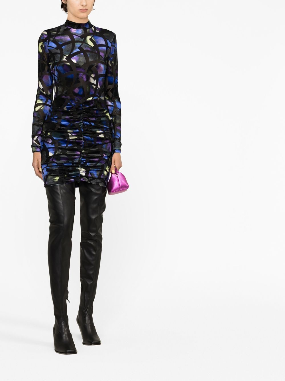 ROTATE Mini-jurk met abstracte print - Zwart
