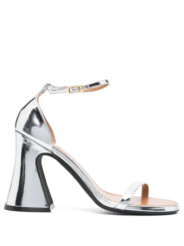 Metallic block 2024 heel sandals