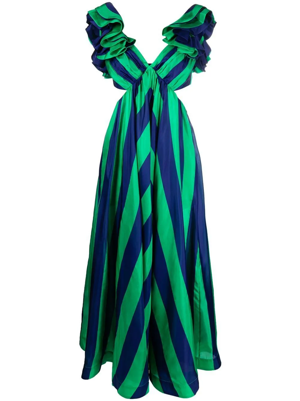 ZIMMERMANN Tiggy cut-out striped silk midi dress