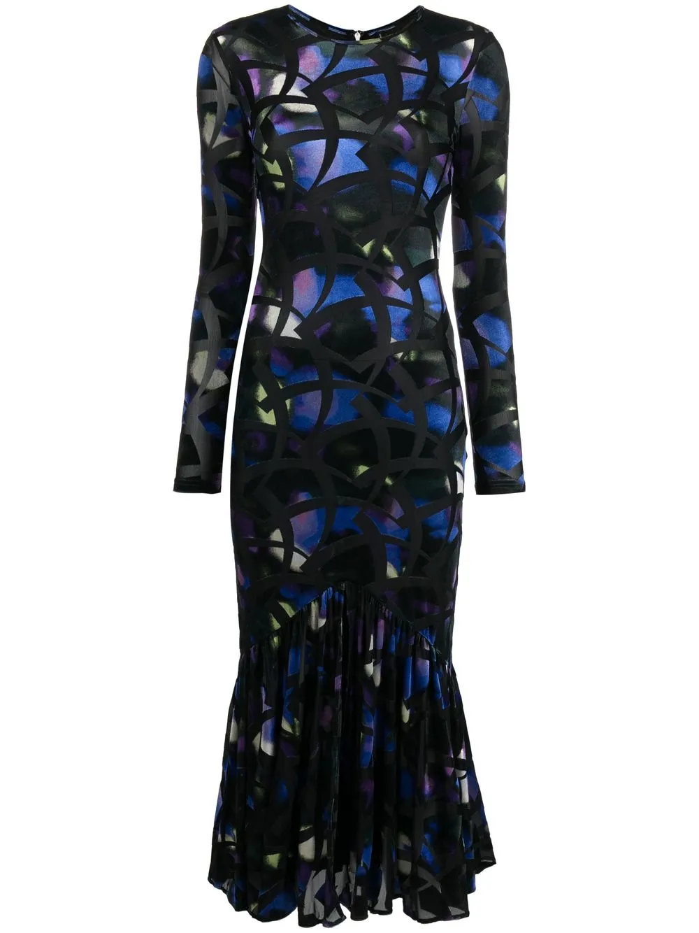 

ROTATE graphic-print long-sleeved dress - Black