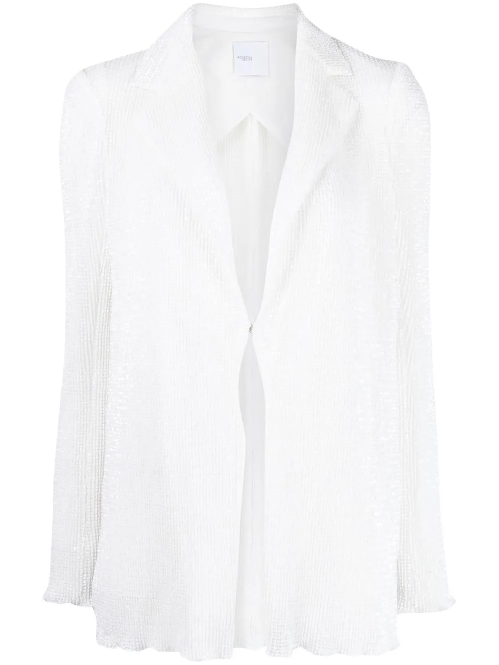 White mesh blazer top