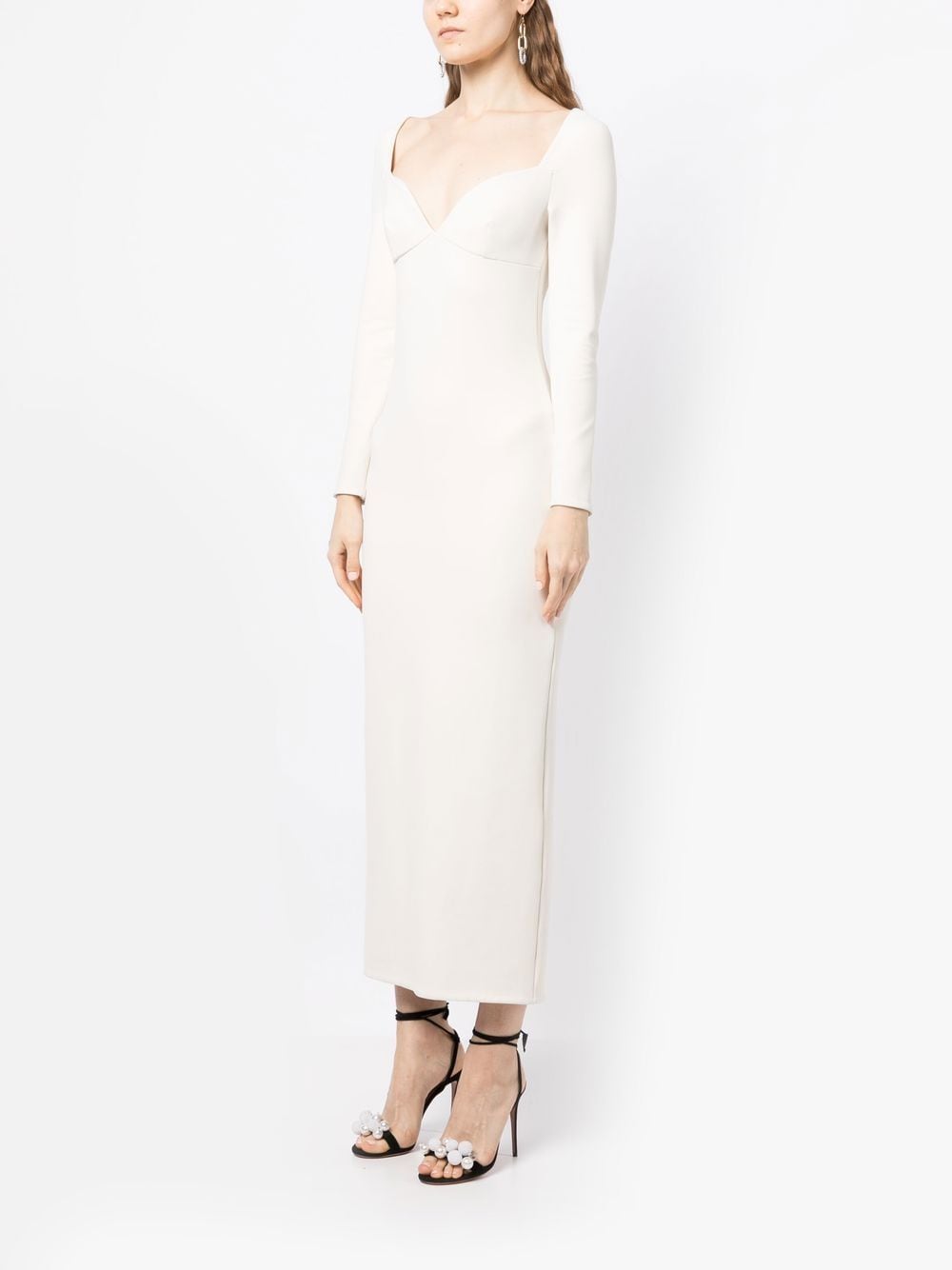 Shop Rosetta Getty Long-sleeve Midi Dress In White