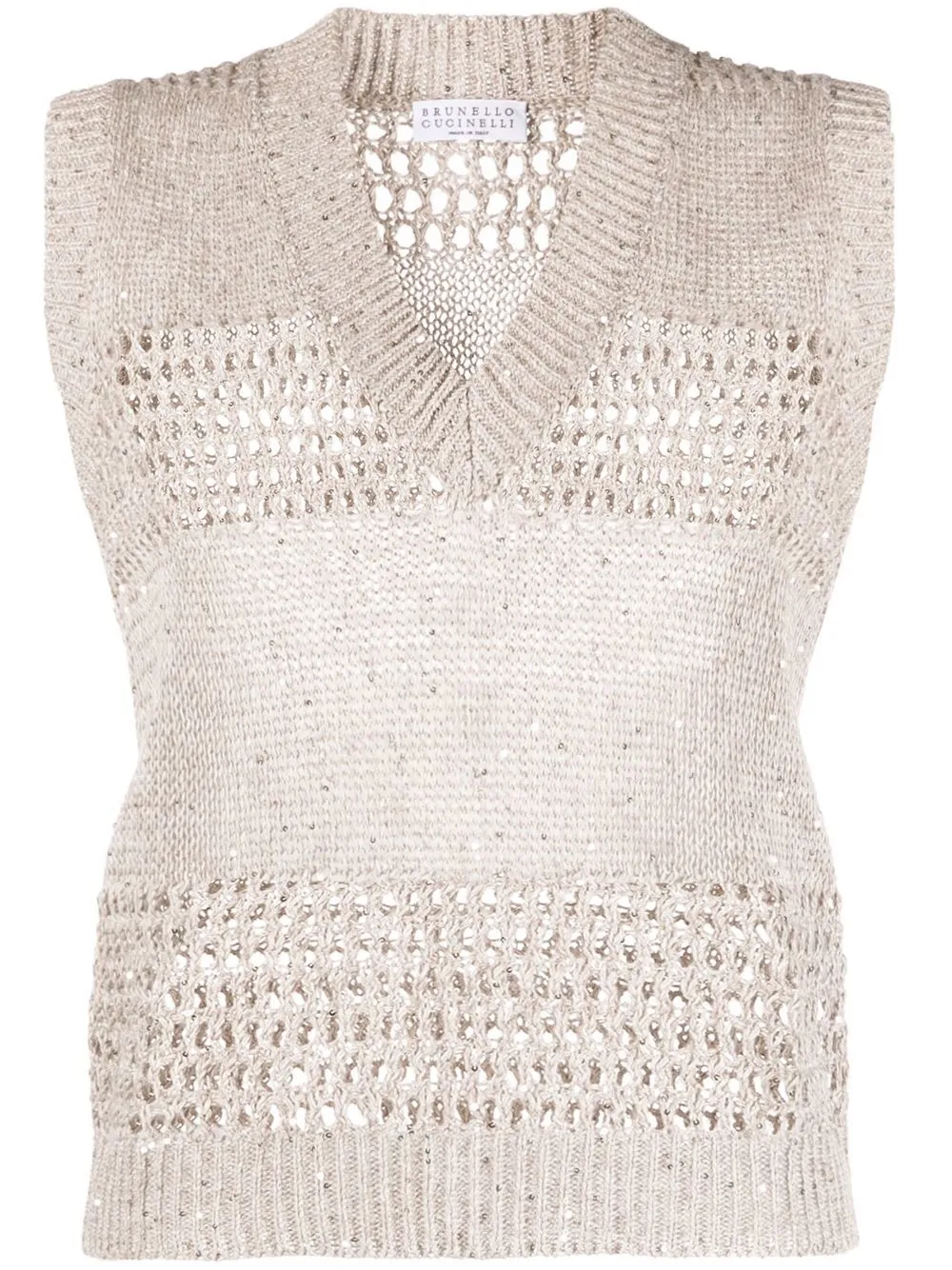 

Brunello Cucinelli open-knit vest - Neutrals