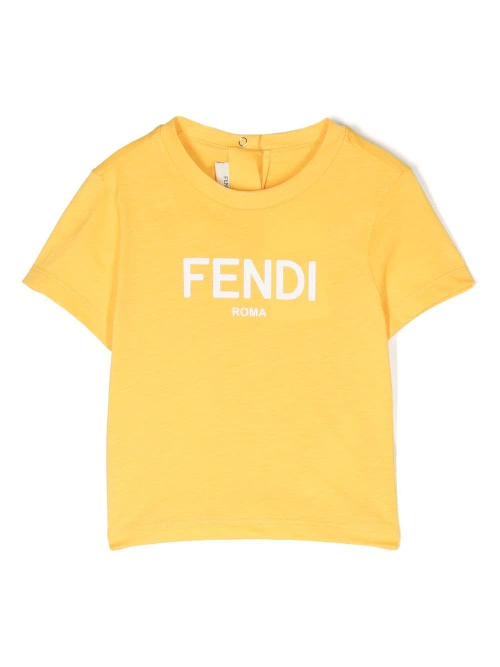 Fendi Babies' Logo-print Cotton T-shirt In 黄色