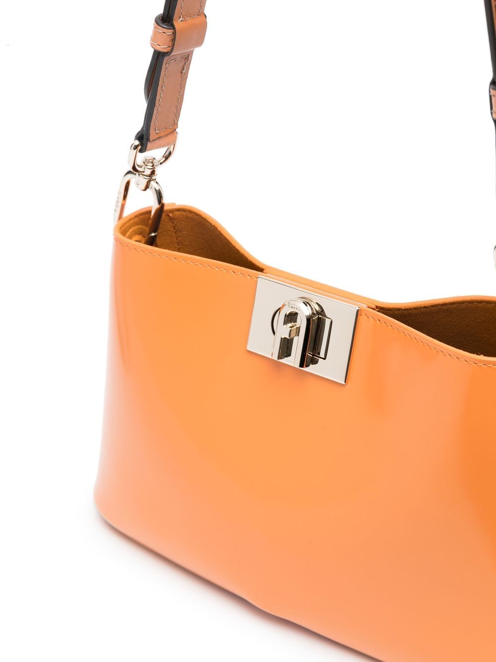 Shop Furla Logo-plaque Leather Shoulder Bag In Orange