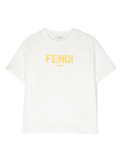 Fendi Kids تيشيرت قطن بطبعة شعار الماركة