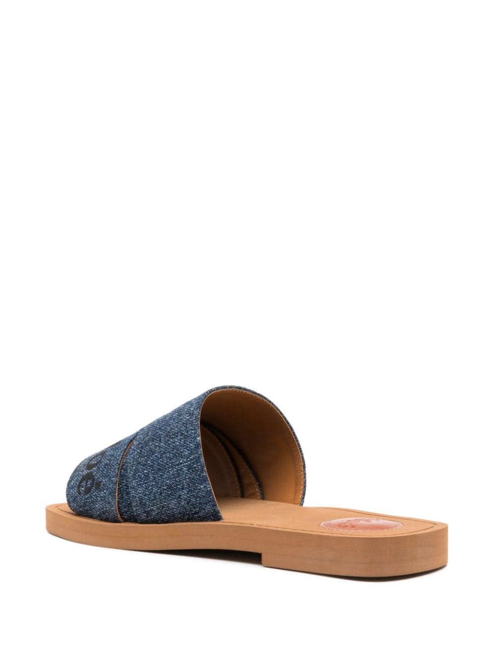 Shop See By Chloé Woody Logo-embroidered Denim Slides In Blau
