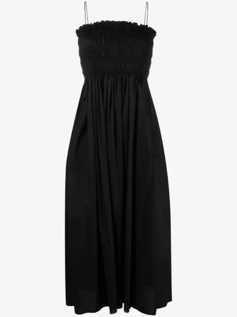 Matteau shirred-panel poplin midi dress