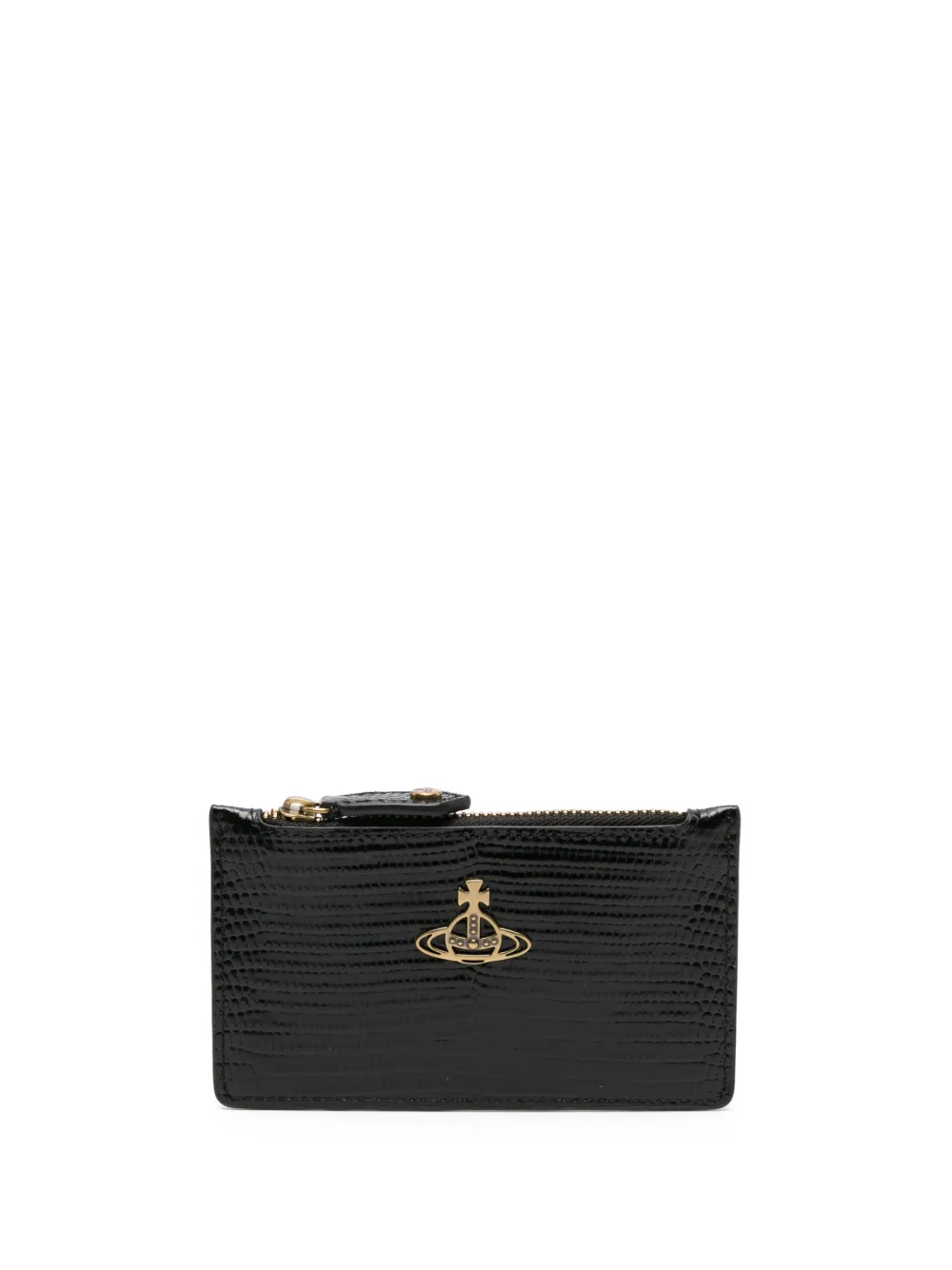 Vivienne Westwood Orb-plaque lizard-effect cardholder – Black