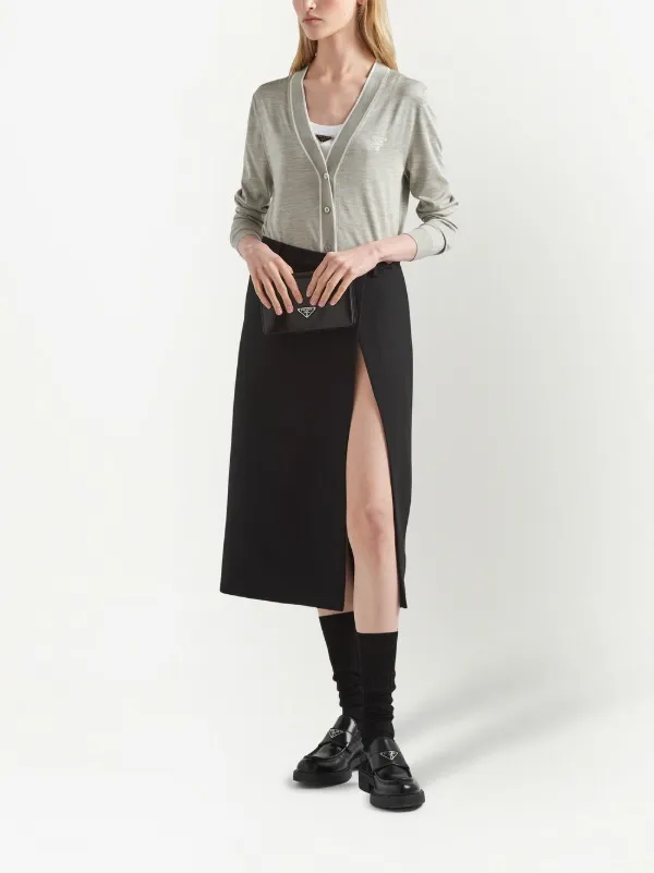 Prada logo-embroidered Silk Cardigan | Grey | FARFETCH Prada logo-embroidered Silk Cardigan | Grey | FARFETCH