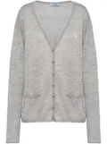 Prada logo-embroidered cashmere-silk cardigan - Grey