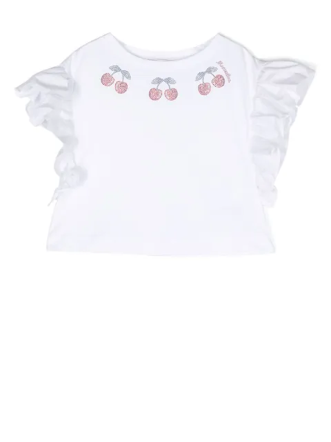 Monnalisa playera con detalles de cerezas y cristales