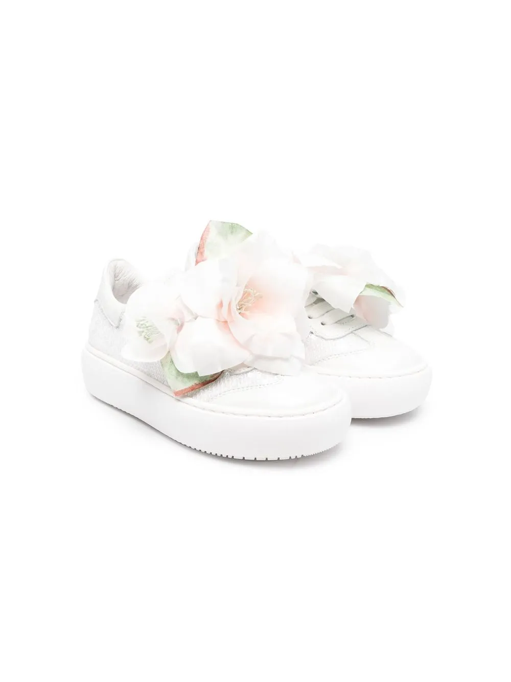 

Monnalisa floral-appliqué low-top sneakers - White