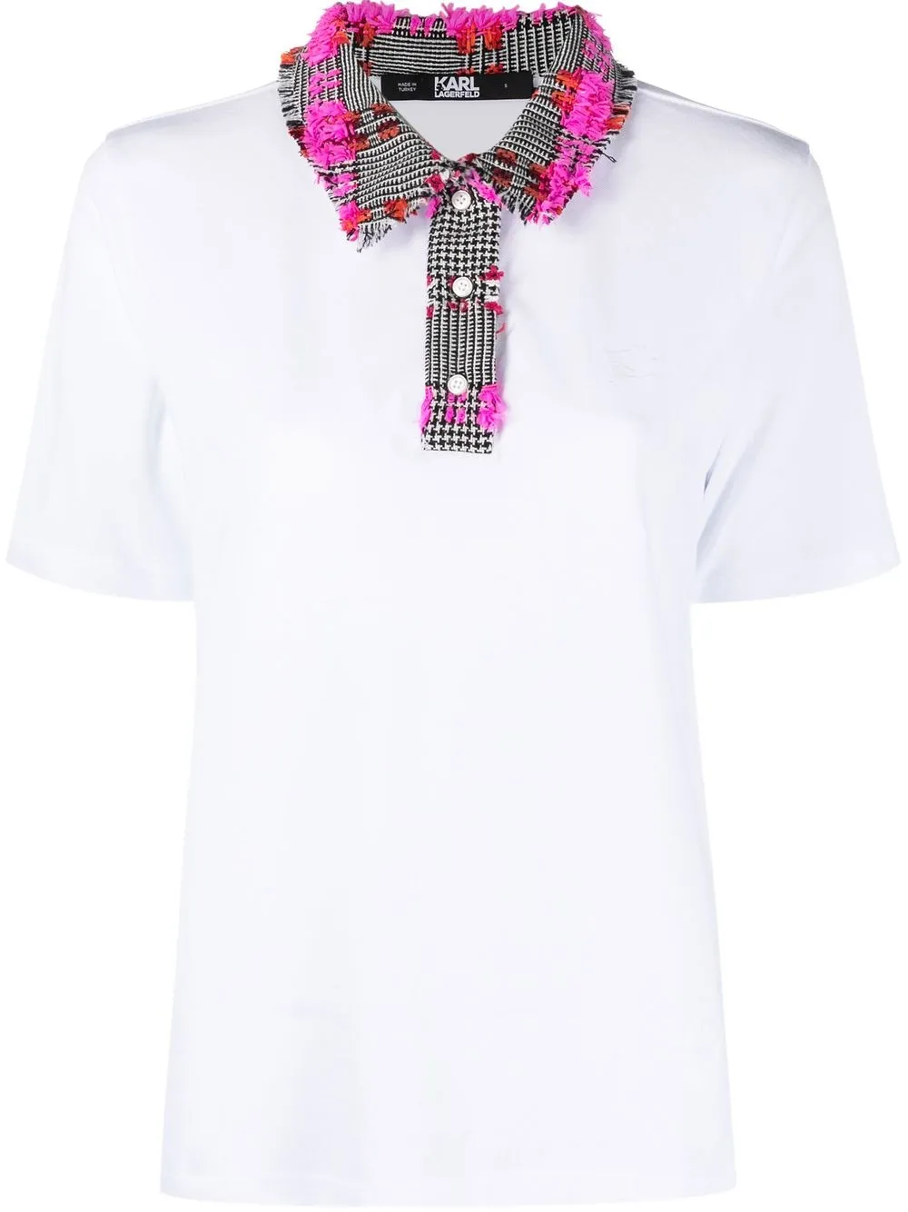 

Karl Lagerfeld bouclé short-sleeved polo top - White
