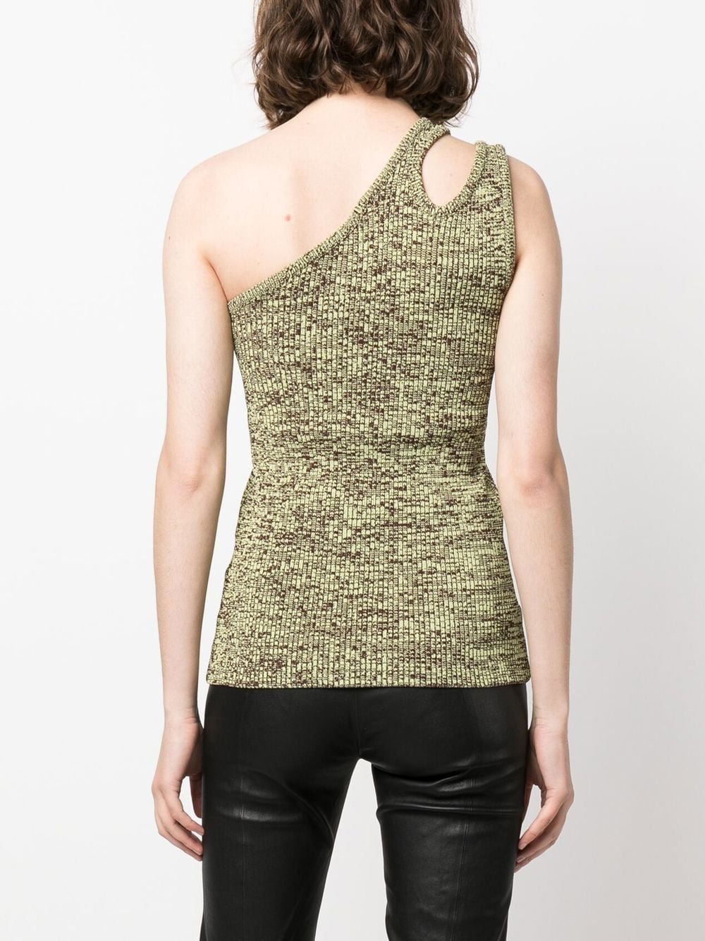 Shop Remain One-shoulder Marl-knit Vest In Green