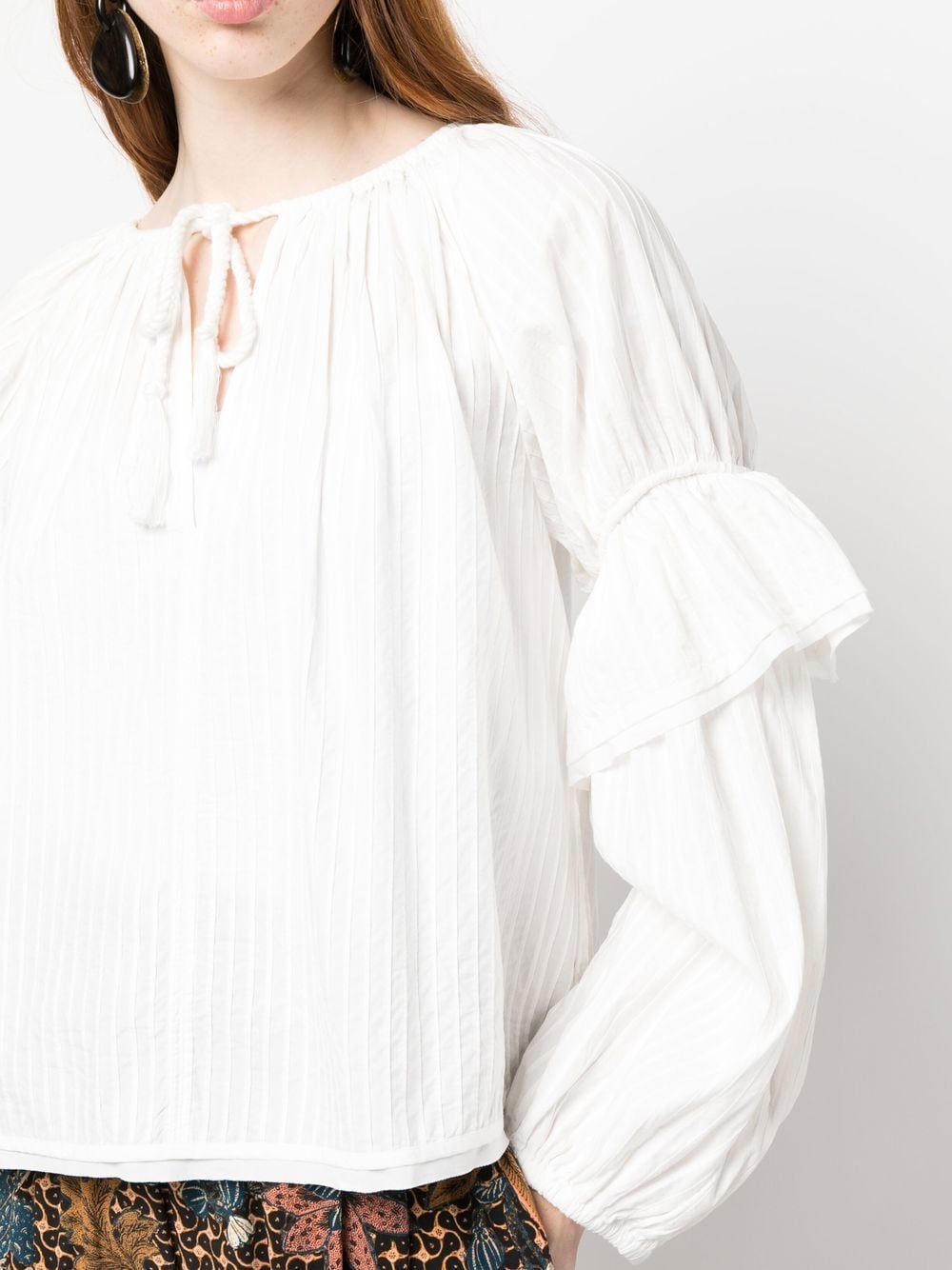 Shop Ulla Johnson Tie-front Puff-sleeve Blouse In White