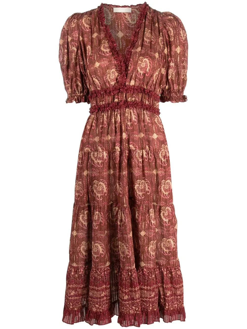 

Ulla Johnson Elli short puff-sleeves dress - Red