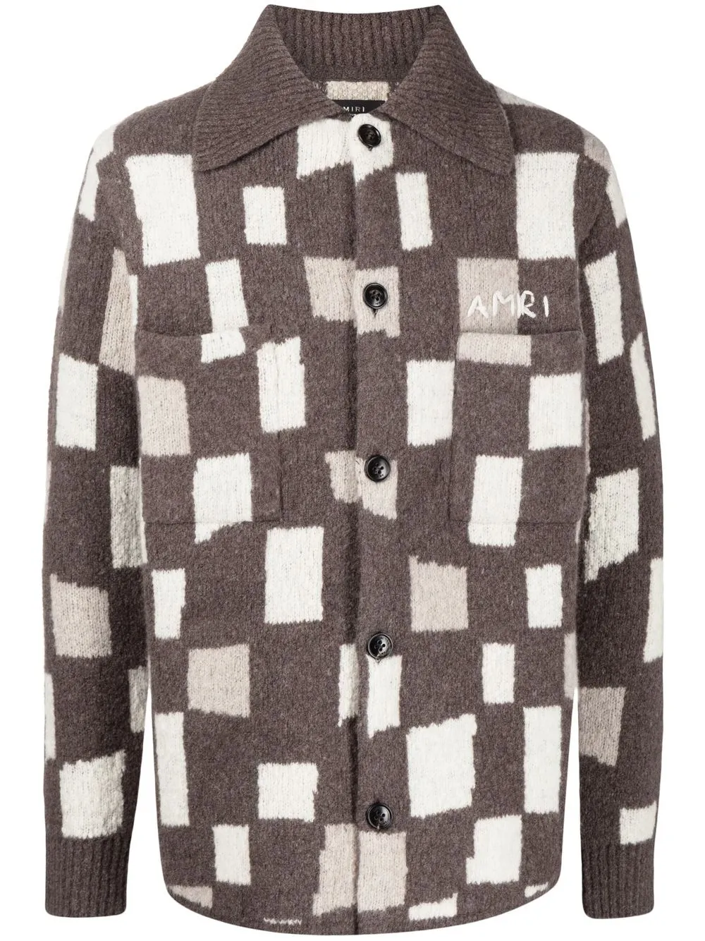 

AMIRI embroidered-logo cardigan - Brown
