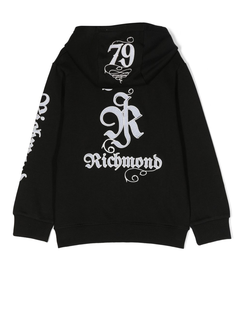 John Richmond Junior Hoodie met geborduurd logo - Zwart