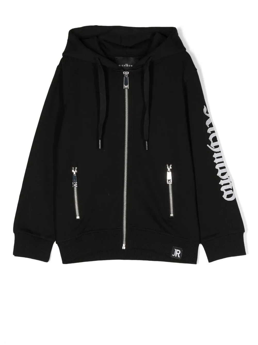 

John Richmond Junior logo-embroidered zipped hoodie - Black