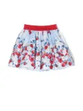 Monnalisa cherry-print logo-waistband skirt - Blue