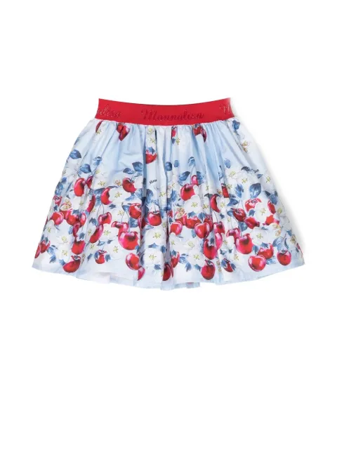 Monnalisa cherry-print logo-waistband skirt