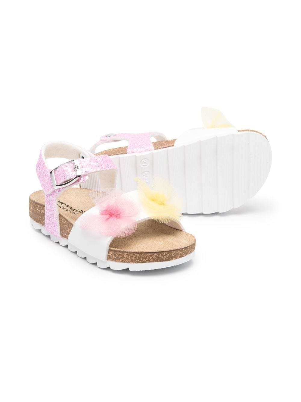 Shop Monnalisa Floral-appliqué Open Toe Sandals In Pink