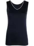 Fabiana Filippi bead-embellished V-neck tank top - Blue