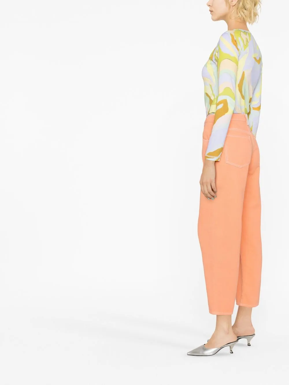 露踝直筒牛仔裤