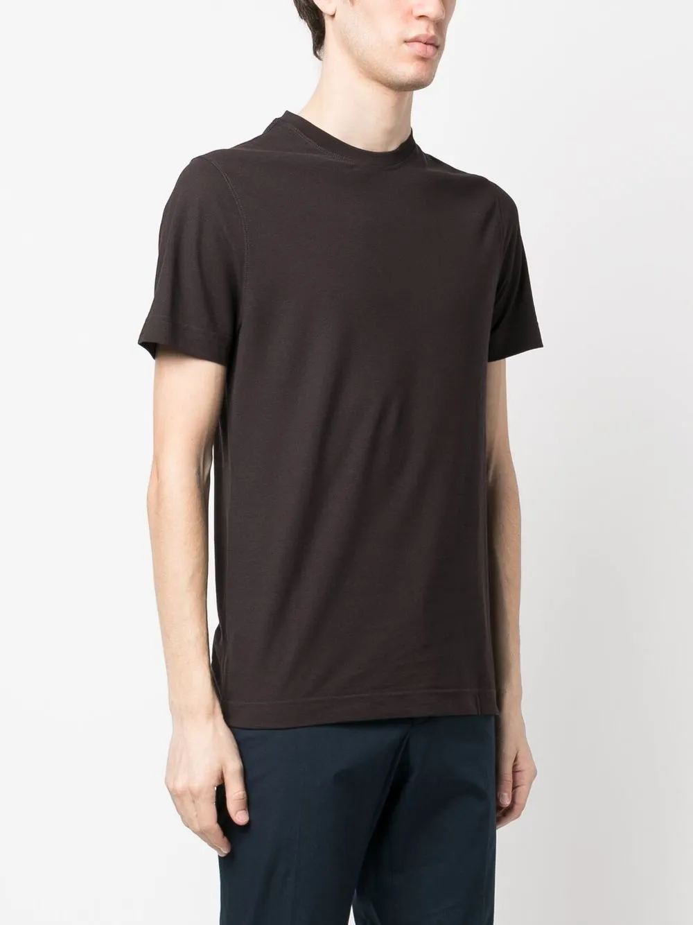 Shop Zanone Basic Round-neck T-shirt In Braun