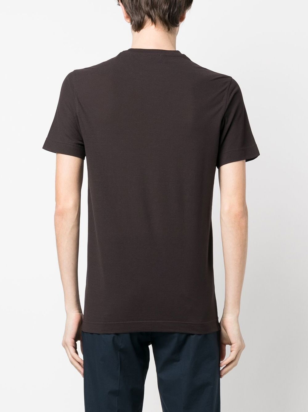 Shop Zanone Basic Round-neck T-shirt In Braun