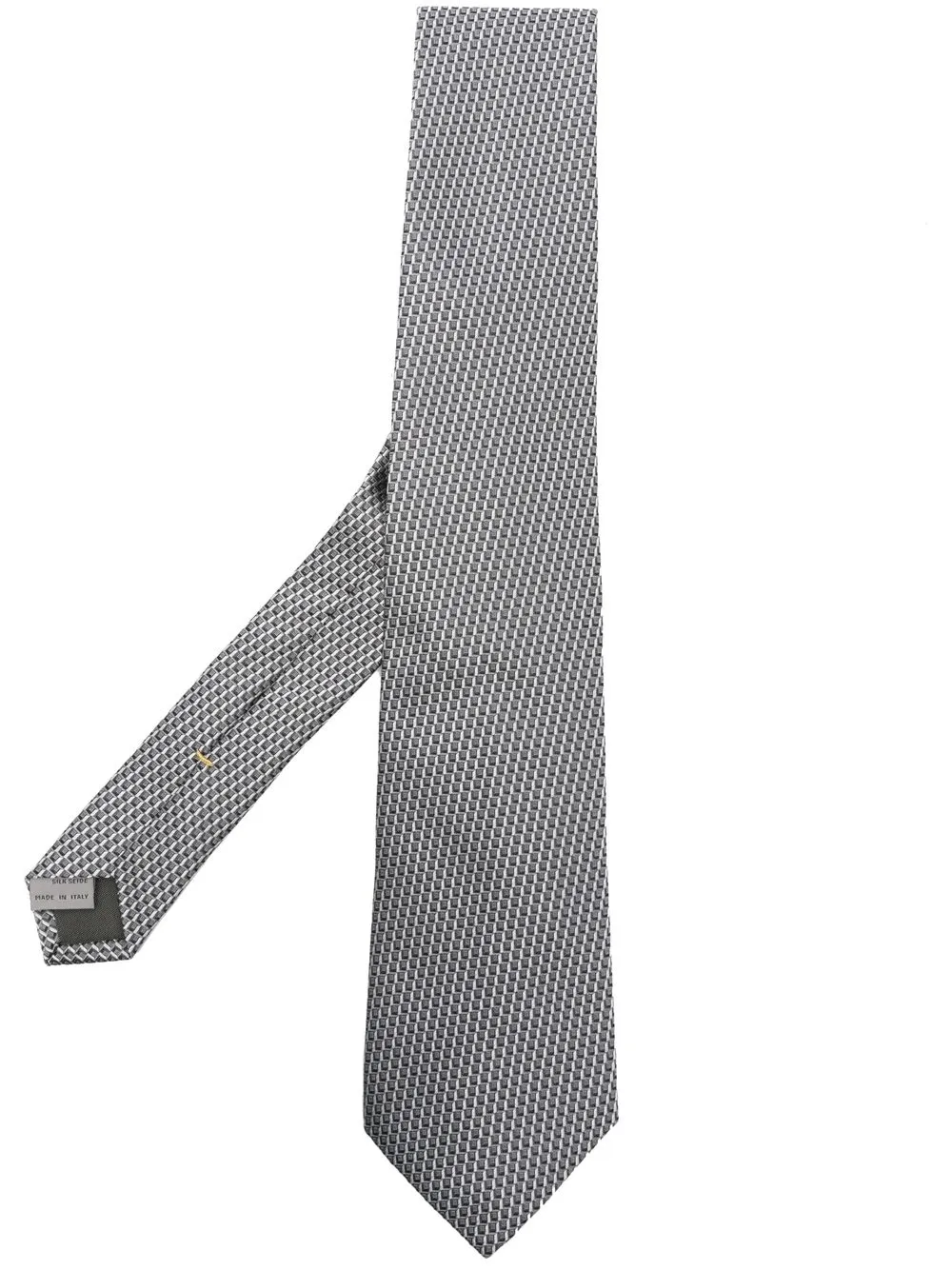 

Canali metallic check-pattern silk tie - Grey