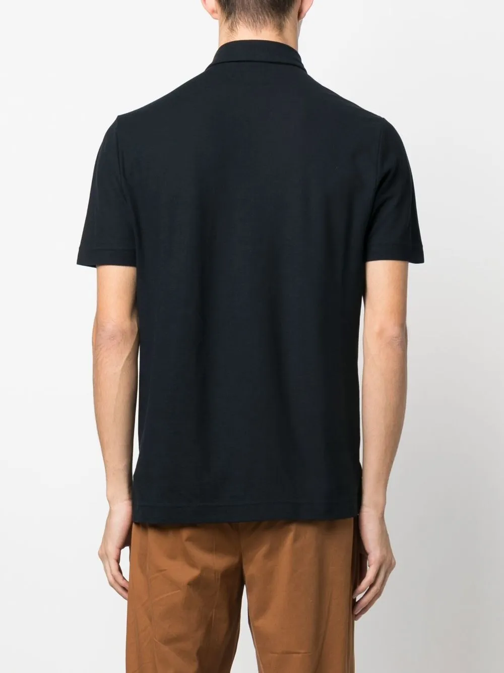 Shop Zanone Short-sleeve Cotton Polo Shirt In Black