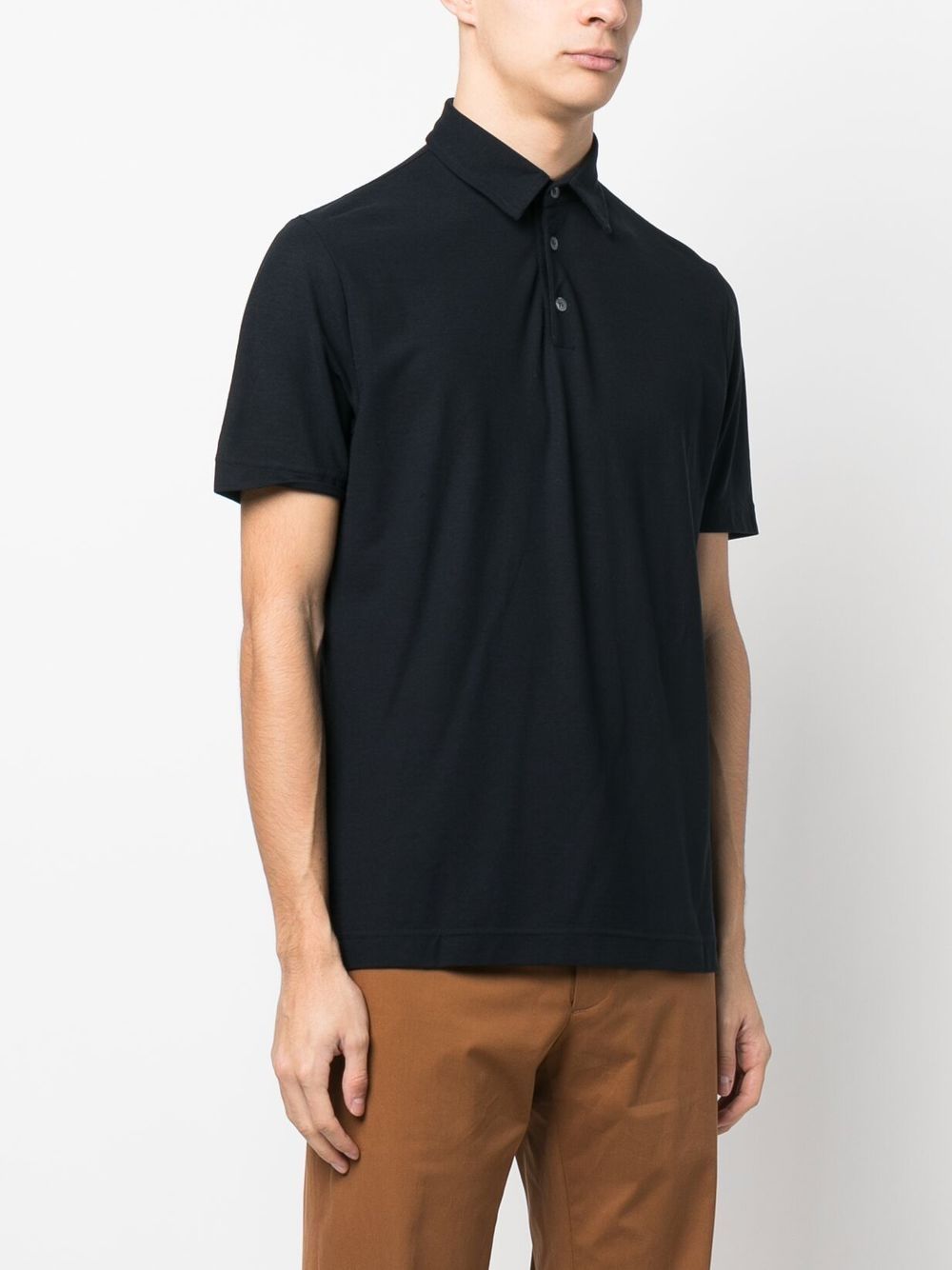 Shop Zanone Short-sleeve Cotton Polo Shirt In Black