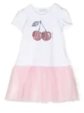 Monnalisa cherry-motif tulle T-shirt dress - White